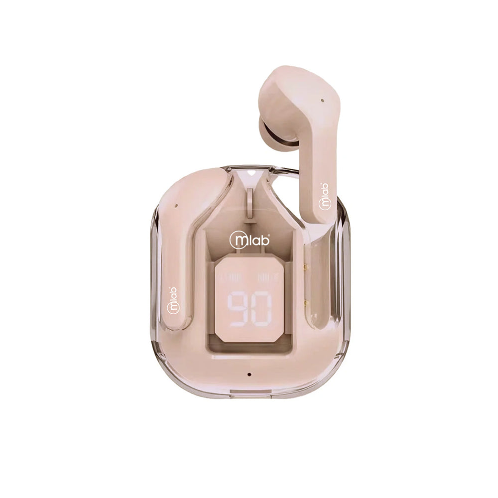 Audífono In-Ear Bluetooth Microlab Glass Crystal TWS, Color Rosado