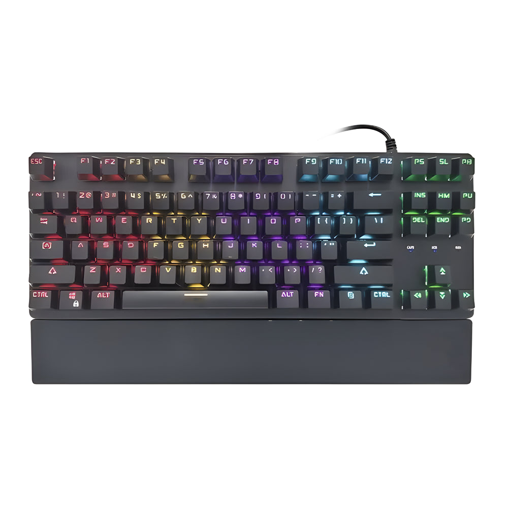 Teclado (EN) Gamer Jedel KL-87, Rainbow, Switch Azul, Color Negro