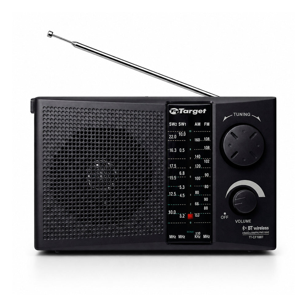 Radio Portátil Bluetooth Target TT-CF18BT 4 Bandas AM/FM/SW USB Micro SD Recargable