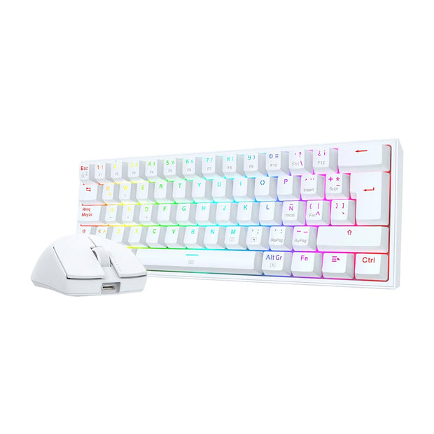 Combo Teclado (ES) + Mouse Redragon S143W, Color Blanco