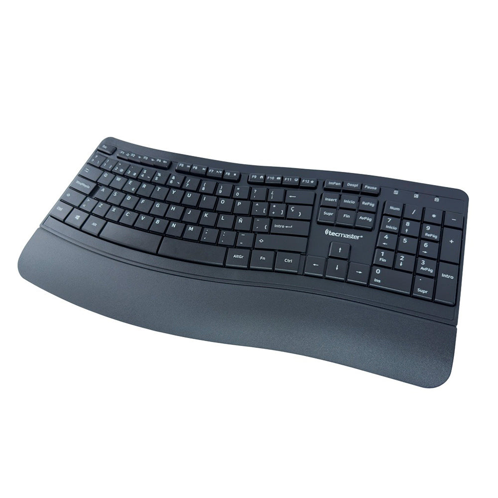 Teclado (ES) inalámbrico 2.4 Ghz, Ergonómico Tecmaster TM-100567
