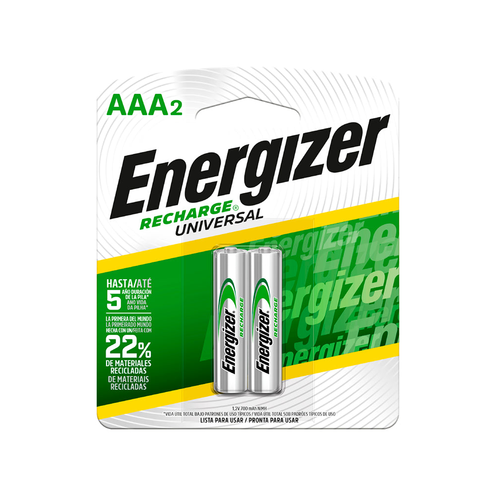 Pila Recargable 700 mAh Energizer AAA, Blíster de 2 Unidades