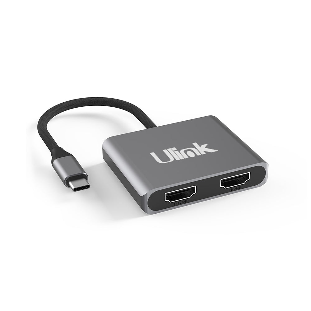 Adaptador Multipuerto USB-C 2 en 1, HDMI*2, Aluminio, Ulink UL-ADC201V