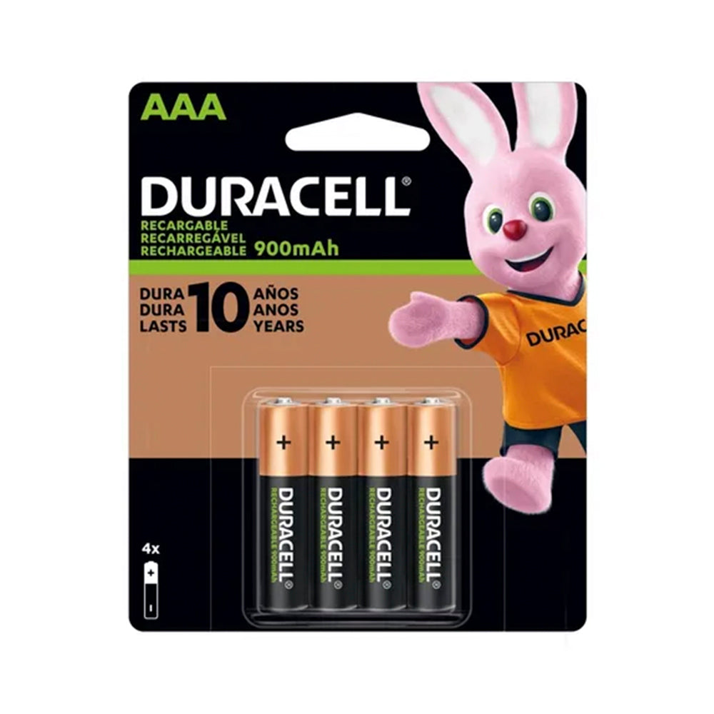 Pila Recargable 900 mAh Duracell AAA, Blíster de 4 Unidades