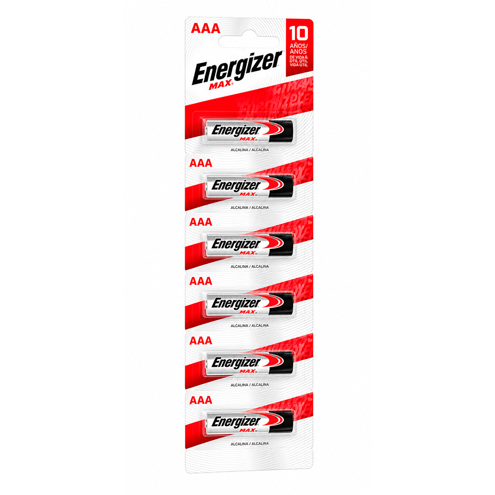 Pila Alcalina Energizer Max AAA, Tira de 6 Unidades