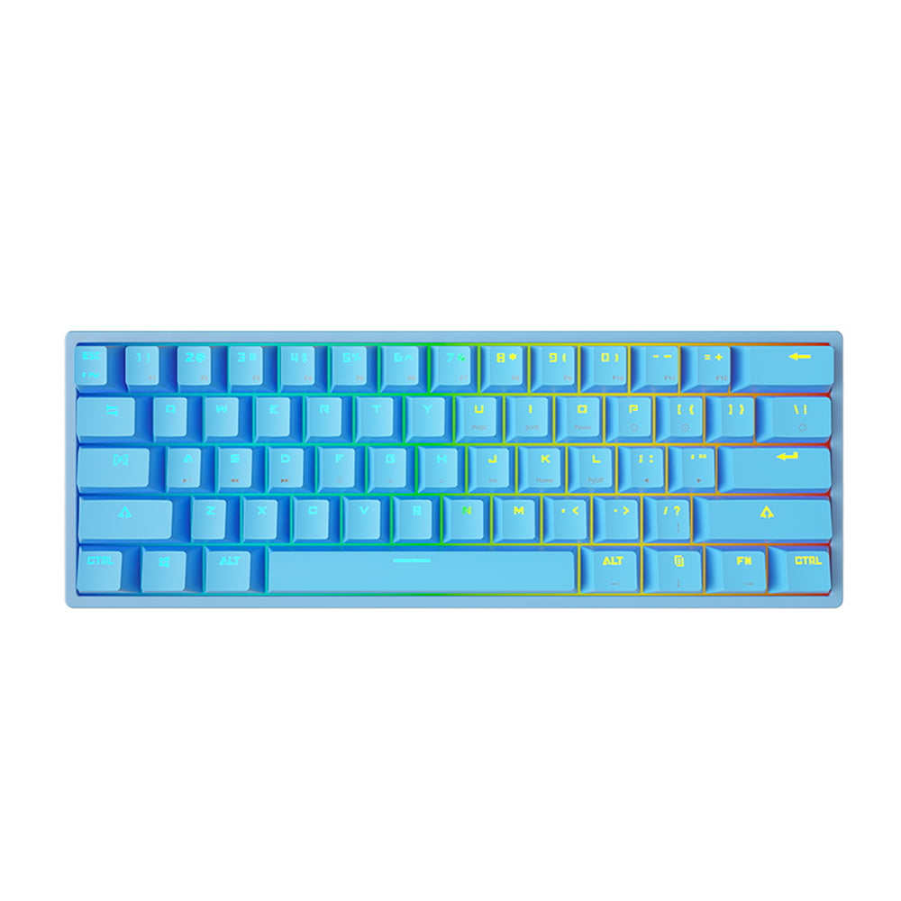 Teclado (EN) 60% Leaven K28, BT, USB-C, Switch Azul, Color Azul