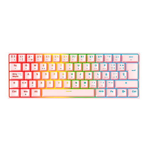 Teclado Gamer 60% Fantech MAXFIT61 RGB MK857, Color Rosado, Switch Rojo (ES)