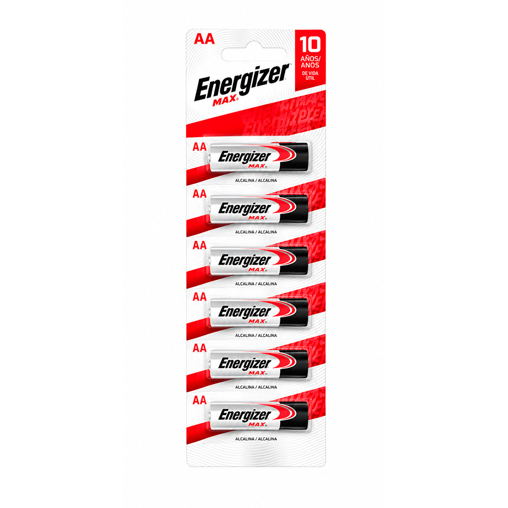 Pila Alcalina Energizer Max AA, Tira de 6 Unidades