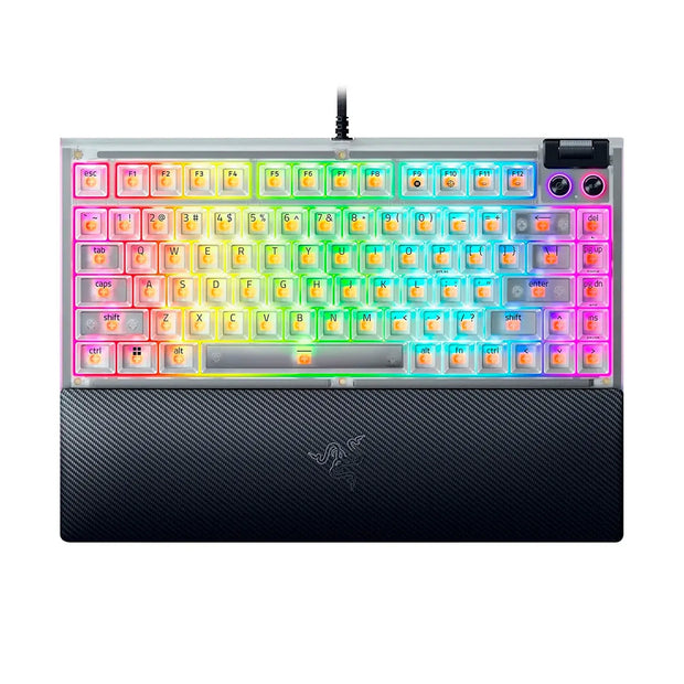 Teclado Mecánico Gamer Razer BlackWidow V4 75% Phantom White Edition Orange Switch - US
