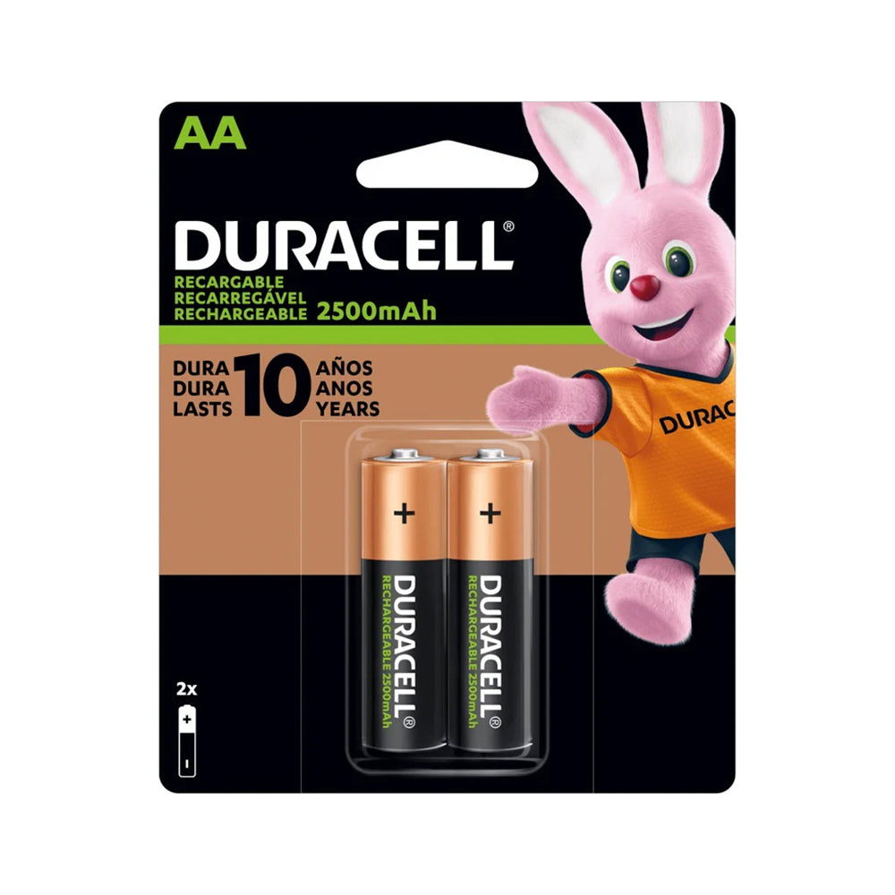 Pila Recargable 2500 mAh Duracell AA, Blíster de 2 Unidades