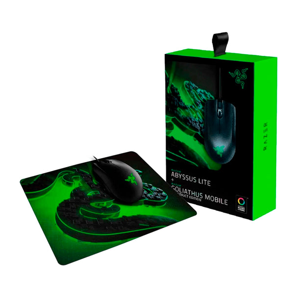 Razer Mouse Gamer Abyssus Lite + MousePad Goliathus Mobile Construct Edition