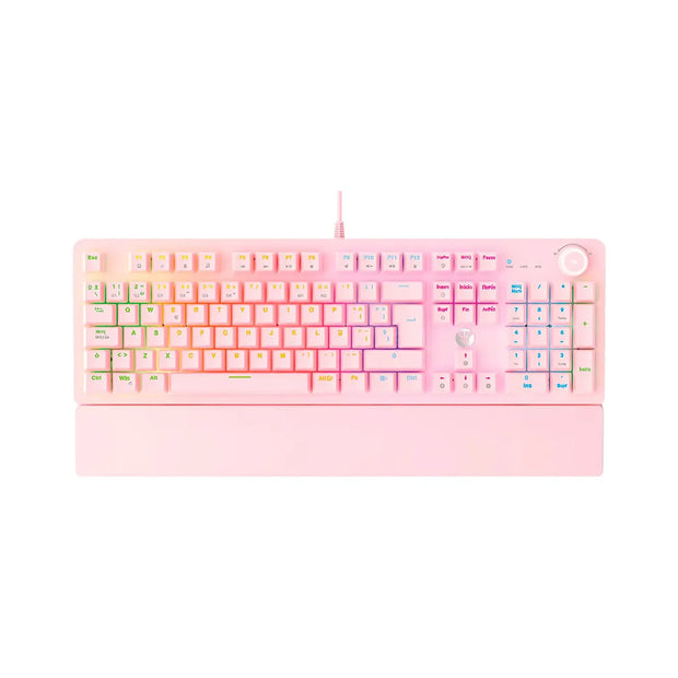 Teclado Gamer Fantech Maxpower MK853, Switch Rojo, Color Rosado (ES)