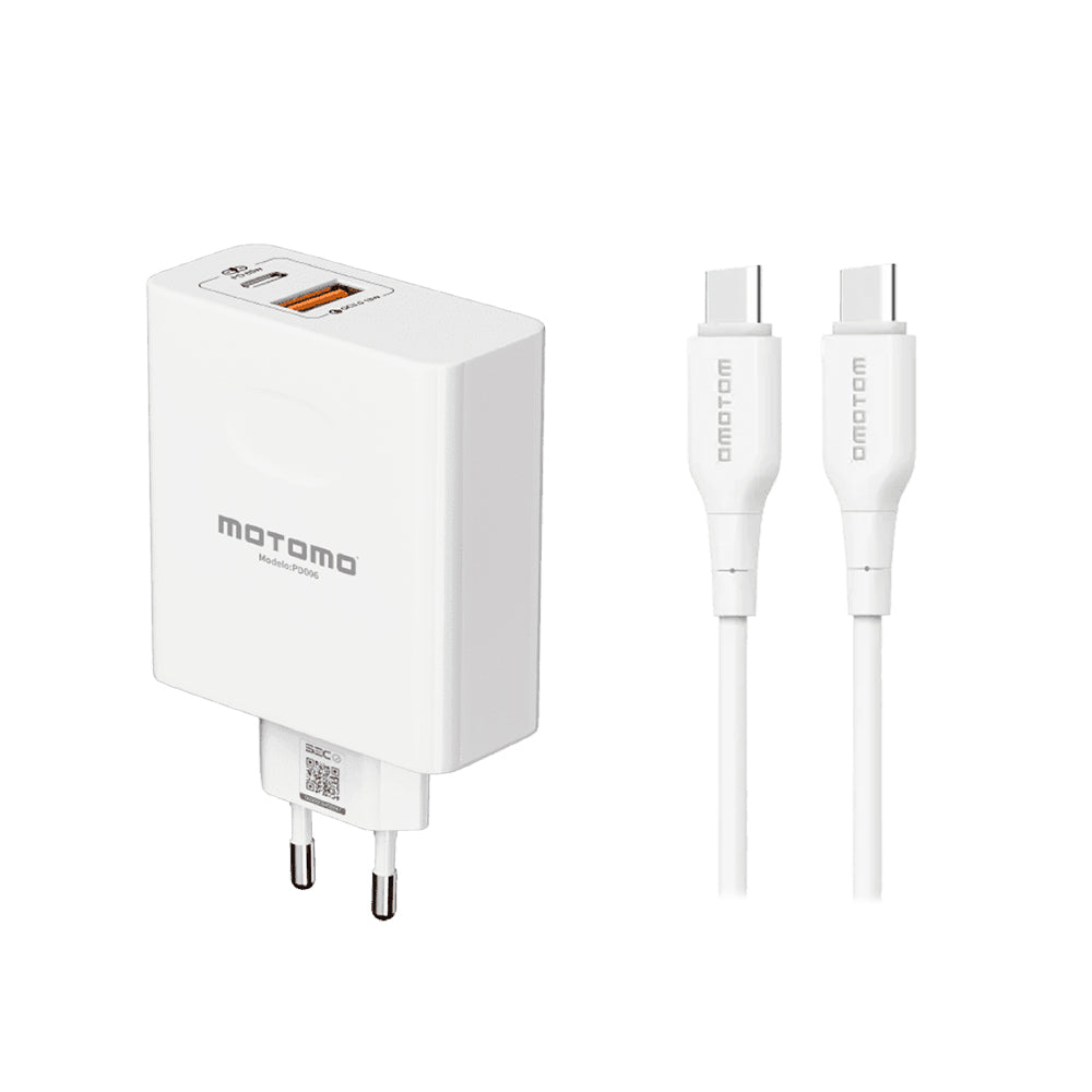 Cargador de Pared Motomo PD006 65W USB-C + USB-A Power Delivery Carga Rápida