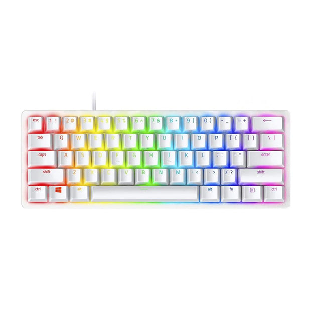 Teclado (EN) Gamer Razer Huntsman Mini, 60%, Switch Purpura, Óptico, Color Blanco
