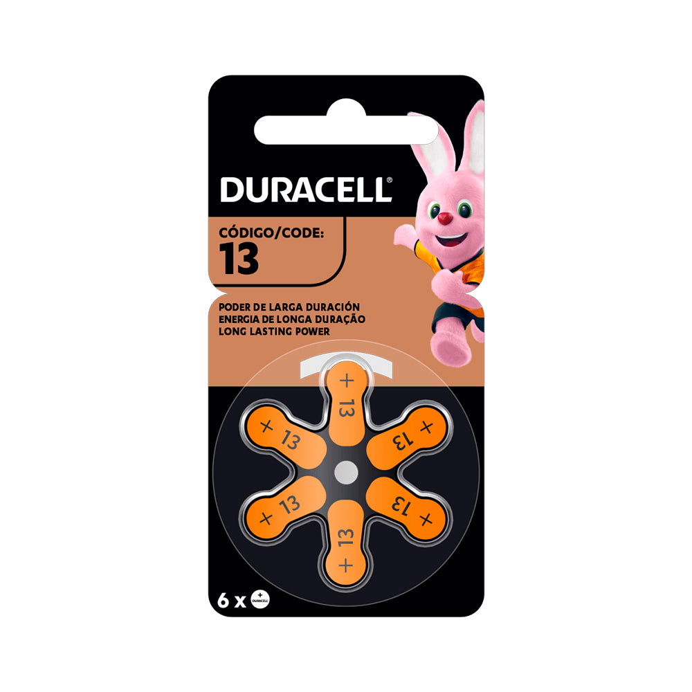 Pilas Auditivas Duracell Tamaño 13, Blíster de 6 Unidades