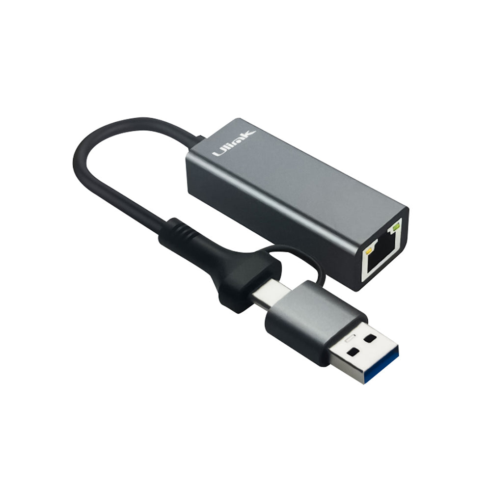 Adaptador Ethernet USB-C / A RJ45 Gigabit (10/100/1000) Ulink UL-GBUSBCA