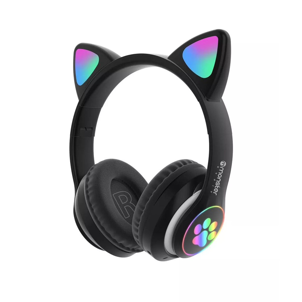 Audifono Bluetooth Monster Audio CKBT1 Cool Kid Cat, iluminación LED, Color Negro