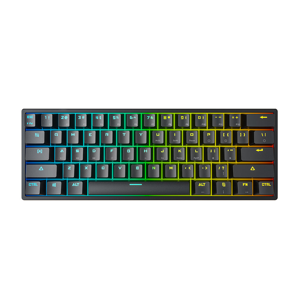 Teclado (EN) 60% Leaven K28, BT, USB-C, Switch Azul, Color Negro