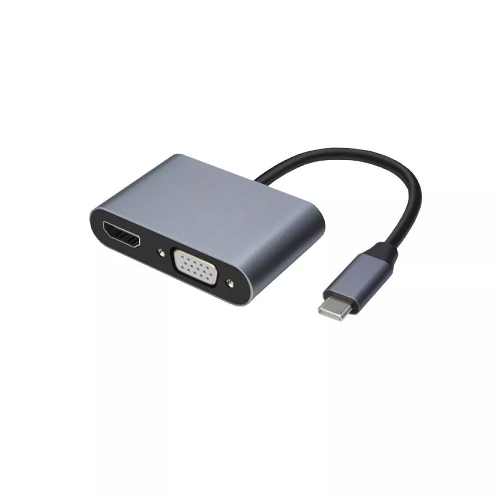 Adaptador HUB Tecnolab TL364, USB-C A HDMI 4K@30Hz, VGA FHD 60Hz