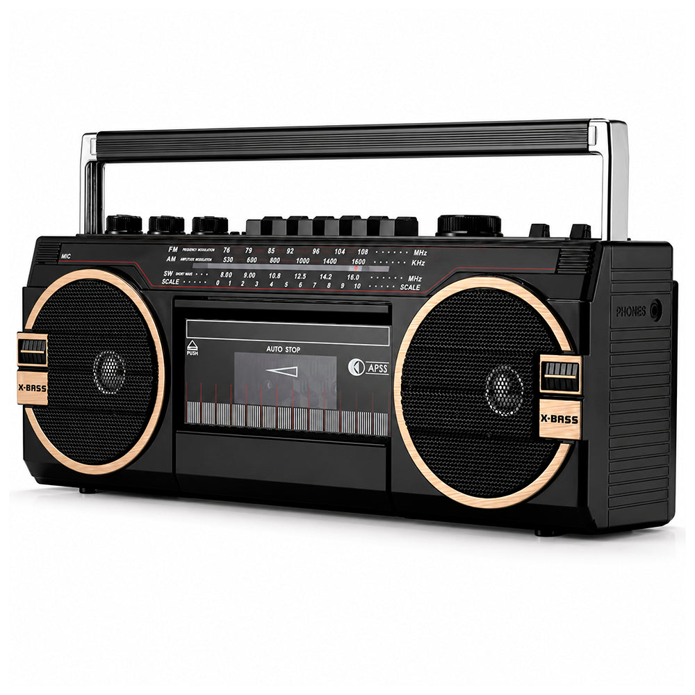 Radio Retro Audio Pro AP02054 Bluetooth AM/FM/SW USB SD Reproductor Cassette Portátil