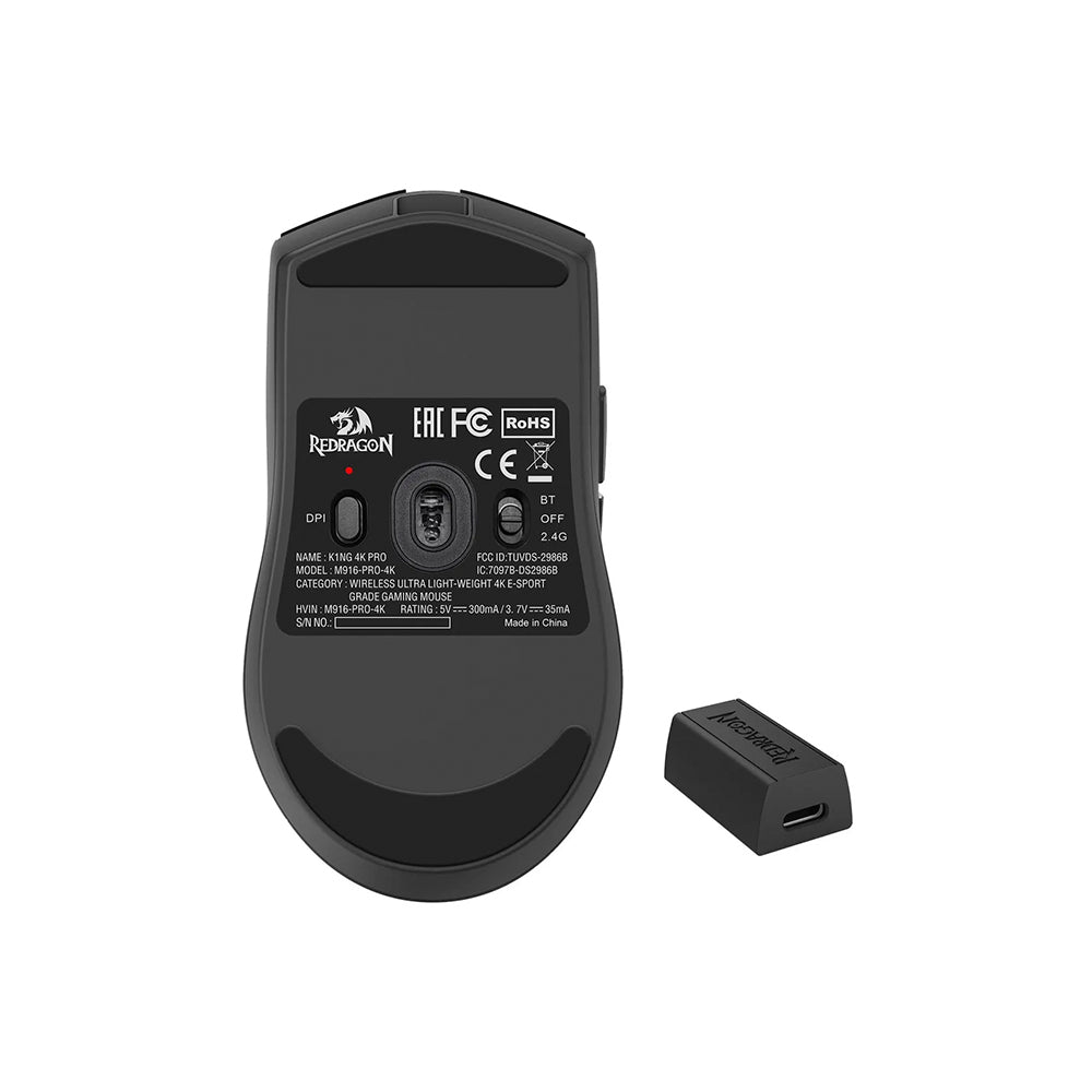 Mouse Gamer inalámbrico Redragon King Pro 4K M916 Black