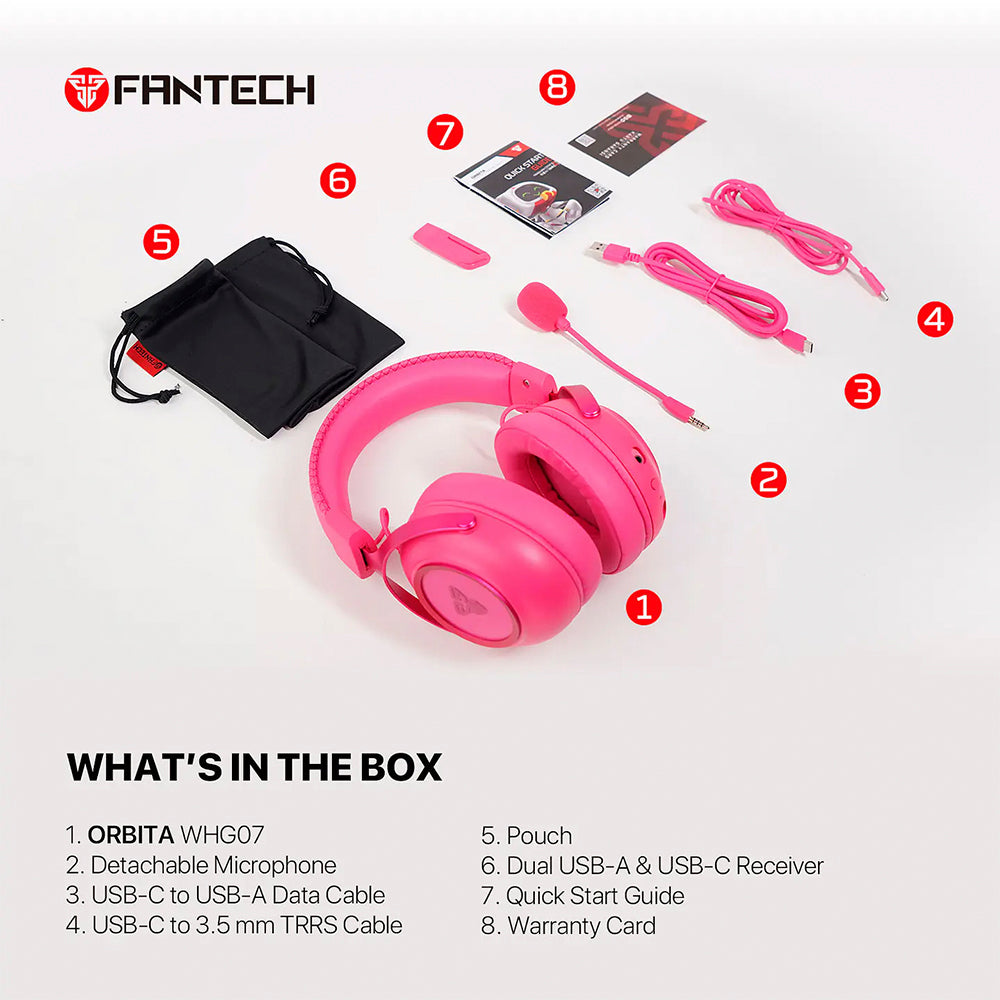 Audífono Gamer inalámbrico Fantech Orbita WHG07 Rosado