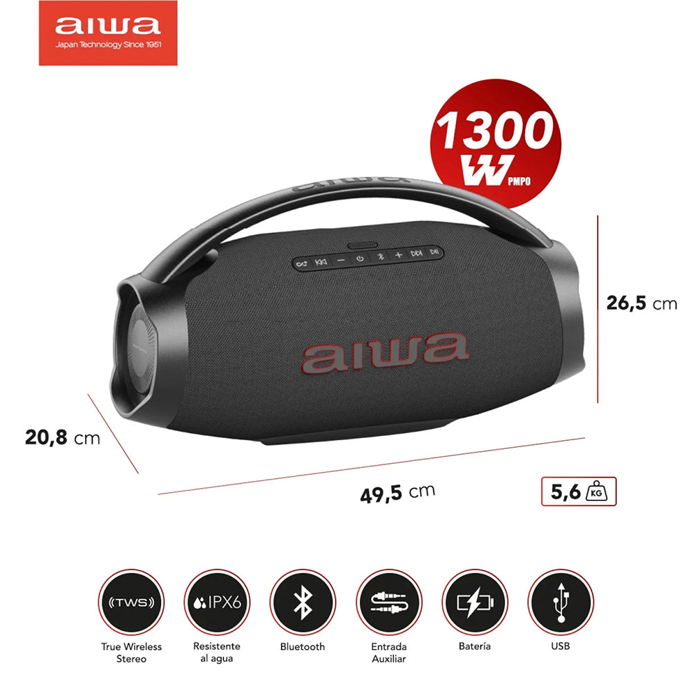 Parlante Portátil Bluetooth Aiwa IPX6 Con TWS 130w AW-H51BT