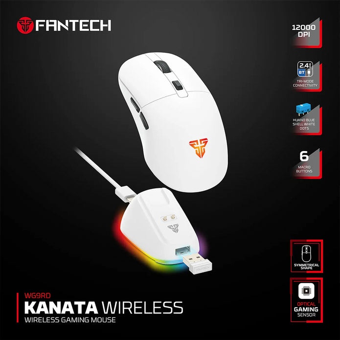 Mouse Gamer inalámbrico Fantech WG9RD Kanata White